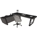 Modern Home Office Desk With Comfortable Chair Table Lamp And Open Book