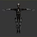 Silver Metallic Humanoid Robot With Outstretched Arms And Mechanical Structure