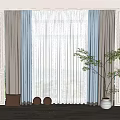 Modern Gray Beige Curtains With Sheer Panels For Window Decor With Plants And Pillows