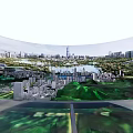 Sand Table for Urban Planning with Building Models Lake and Green Areas