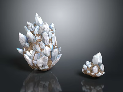 Natural Wood Stone Crystal Cluster Decorative Ornaments Large And Small With Shiny Texture 3d model