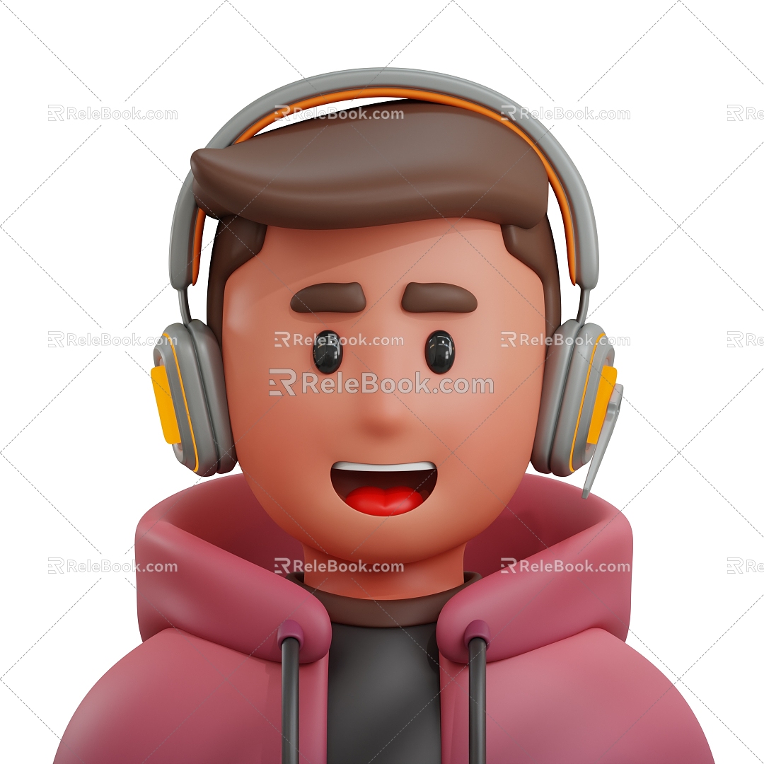 Modern gamer man cartoon man 3d model