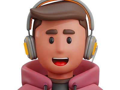 Modern gamer man cartoon man 3d model