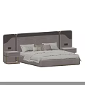 Modern Upholstered Double Bed With Neutral Headboard Nightstands White Sheets And Pillows 3d model