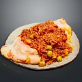 Delicious Savory Main Dish With Rich Red Sauce Olives Carrots And Fluffy Flatbread