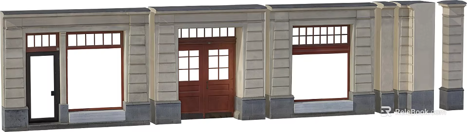 Traditional Casement Window Design With Wooden Frame And Brick Wall Structure 3d model 