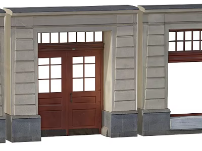 Traditional Casement Window Design With Wooden Frame And Brick Wall Structure 3d model