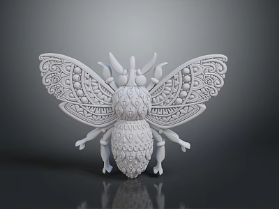 Artistic White Moth Sculpture With Intricate Wing Patterns And Detailed Body Designs For Home Decor 3d model