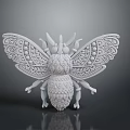 Artistic White Moth Sculpture With Intricate Wing Patterns And Detailed Body Designs For Home Decor