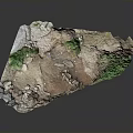Realistic 3D Terrain Model Featuring Rocky Outcrops Green Grass Patches And Dirt Surfaces