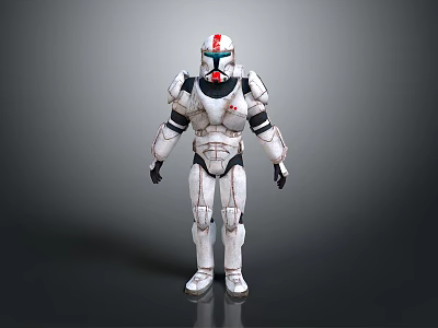White Armored Warrior Figure With Red Blue Details 3D Model Design 3d model