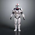White Armored Warrior Figure With Red Blue Details 3D Model Design
