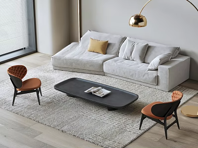 Baxter Sofa Coffee Table Combination Budapest Sofa Leisure Chair Fishing Light 3d model