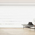 White Textured Curtain In Modern Living Room With Black Lounge Chair And Potted Plant