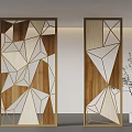 Modern Geometric Wooden Room Dividers With Abstract Patterns And Potted Plant