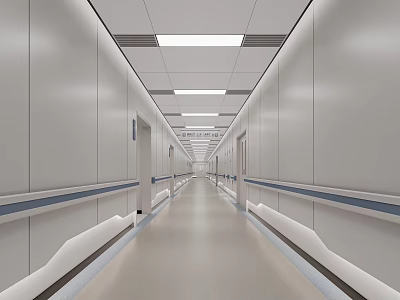 Modern aisle hospital corridor 3d model