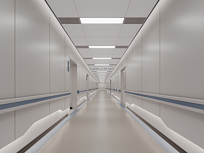 Modern aisle hospital corridor 3d model