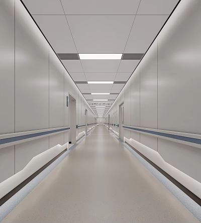Hospital Outpatient Corridor With Modern Lighting And Clean Design 3d model