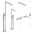 Modern Black Shower Sets With Handheld Overhead And Column Sprayer Components 3d model