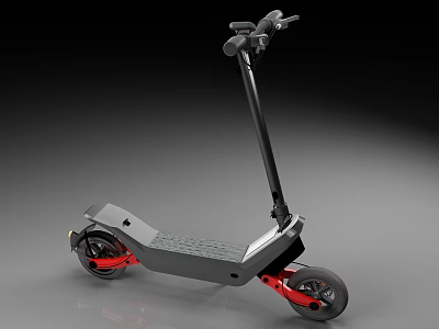 Stylish Modern Electric Scooter With Gray Body And Red Wheels For Urban Commuting 3d model