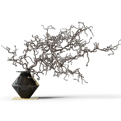 Stylish Modern Black Vase with Twisted Branches Decorative Home Ornament Piece 3d model