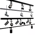 Track Mounted Downlights and Spotlights in Various Styles for Interior Lighting 3d model