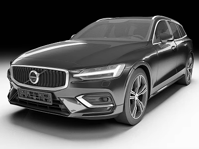 Black Volvo Station Wagon With Sleek Exterior Design And Stylish Alloy Wheels 3d model