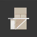 Modern Indoor Wooden Stairs With Handrail White Door Platform And Wooden Flooring