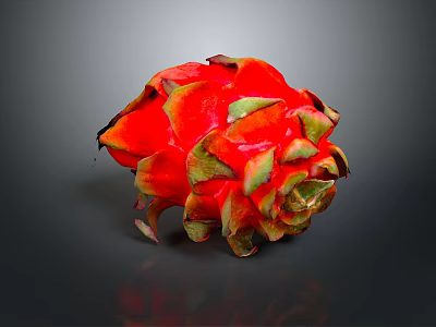 Fresh Red Dragon Fruit With Vibrant Scales And Ripe Flesh On Dark Background 3d model