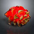 Fresh Red Dragon Fruit With Vibrant Scales And Ripe Flesh On Dark Background