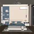 Cozy Kids Room Interior With Bed Desk Chair Bookshelf Ceiling Fan And Stuffed Toy