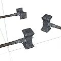 Vintage Metal Hammers with Rustic Design and Sturdy Iron Handles Set 3d model