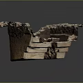Scenic Landscape of Ancient Ruins With Adobe Walls Square Structure and Remaining Architecture