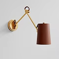 Modern Wall Lamps With Gold Metal Brackets And Brown Gray Blue Lampshades For Home Decor