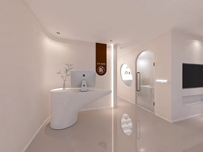 Luxury Beauty Hair Salon Modern Interior With Elegant Reception Counter And Mirror Design 3d model