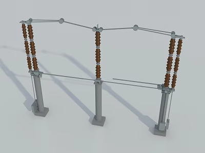Industrial Heavy Duty Electrical Equipment With Pillar Insulators And Metal Support Structures 3d model
