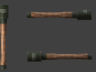 Military Weapon With Wooden Handle And Metal Components In Multiple Angles 3d model