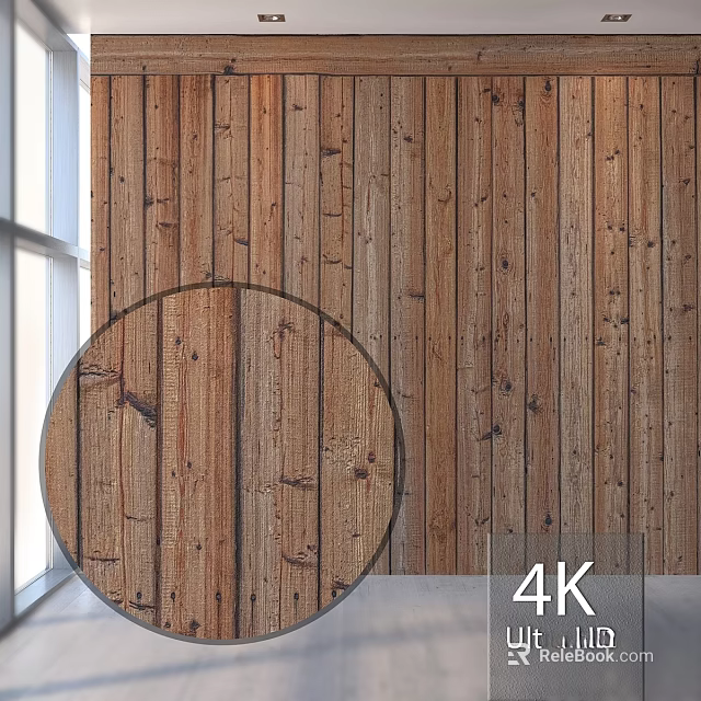 Circular Wooden Component Featuring Natural Wood Grain Texture On Wooden Wall Panel In 4K Resolution 3d model 