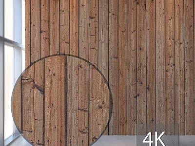 Circular Wooden Component Featuring Natural Wood Grain Texture On Wooden Wall Panel In 4K Resolution 3d model