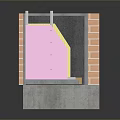 Brick Wall With Pink Panel And Gray Material On Concrete Base In Scenic Landscape