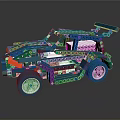 Blue Red Lego Building Blocks Off Road Car Model Toy For Kids Creative Play