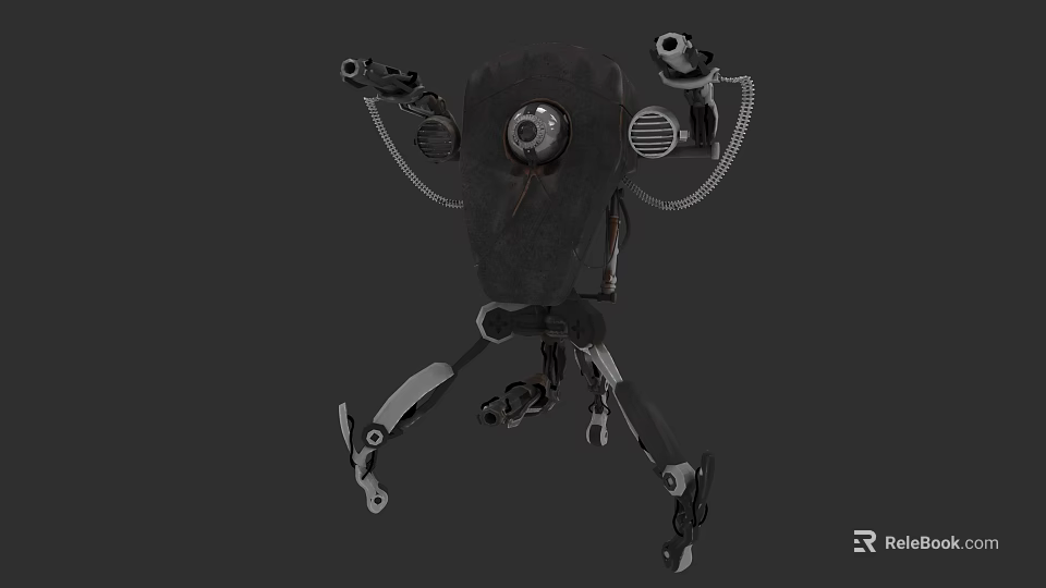 Mechanical Robotic Character With Metallic Structure Arms Legs And Eye Component 3d model 