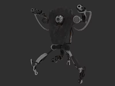 Mechanical Robotic Character With Metallic Structure Arms Legs And Eye Component 3d model