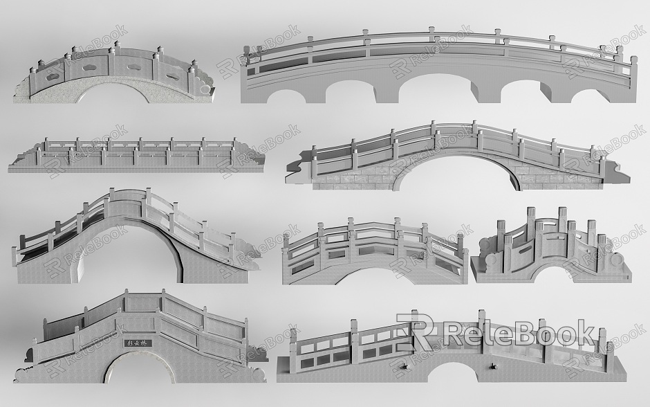 Chinese style stone bridge landscape bridge stone arch bridge arch bridge stone bridge model