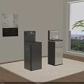 Modern Standing Black And Silver Household Appliances In Room With Window Green View And Rug