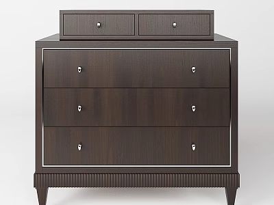 Dark Wood Chest of Drawers With Multiple Drawers And Decorative Trim 3d model