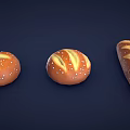 Assorted Fresh Breads With Sesame Seeds Braided Design Long Loaf And Round Shapes