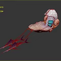Fantasy Shell Shaped Vehicle With Blue Interior And Yellow Details Pulled By Fish Creatures