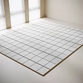 Square Grid Pattern Rug In Bright Room With Natural Light And Windows 3d model