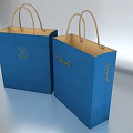 Decorative Ornament Set With Two Blue Tote Bags Beige Handles Logo And Legende Lettering